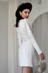 Tüvit Kumaş Büyük Taş Düğmeli Mini Elbise (Siyah & Ekru) 753