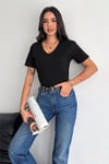 V Yaka Basic T-Shirt %100 Pamuk Penye 199