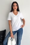 V Yaka Basic T-Shirt %100 Pamuk Penye 199
