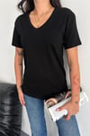 V Yaka Basic T-Shirt %100 Pamuk Penye 199