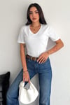 V Yaka Basic T-Shirt %100 Pamuk Penye 199