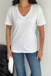 V Yaka Basic T-Shirt %100 Pamuk Penye 199