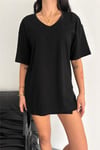 V Yaka Oversize T-Shirt %100 Pamuk Penye 099