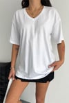 V Yaka Oversize T-Shirt %100 Pamuk Penye 099