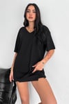 V Yaka Oversize T-Shirt %100 Pamuk Penye 099