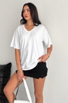 V Yaka Oversize T-Shirt %100 Pamuk Penye 099