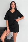 V Yaka Oversize T-Shirt %100 Pamuk Penye 099