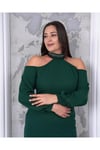 Yaka ve Omuz Detaylı Midi Boy Büyük Beden Kadın Abiye Elbise 018