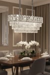 Ünal Aydınlatma | Asel Krom 90 cm Kristal Taşlı Modern Avize – Yemek Masası ve Salon