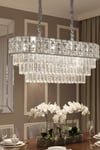 Ünal Aydınlatma | Asel Krom 90 cm Kristal Taşlı Modern Avize – Yemek Masası ve Salon