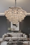 Ünal Aydınlatma | Cristalin Krom 50 cm Kristal Taşlı Modern Avize – Salon ve Oturma Odası