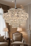 Ünal Aydınlatma | Cristalin Krom 60 cm Kristal Taşlı Modern Avize – Salon ve Oturma Odası