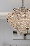 Ünal Aydınlatma | Cristalin Krom 80 cm Kristal Taşlı Modern Avize – Salon ve Oturma Odası