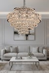 Ünal Aydınlatma | Cristalin Krom 80 cm Kristal Taşlı Modern Avize – Salon ve Oturma Odası