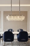 Ünal Aydınlatma | Cristalin Krom 90 cm Kristal Taşlı Modern Avize – Yemek Masası ve Salon
