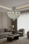 Ünal Aydınlatma | Niran Krom 50 cm Kristal Taşlı Modern Avize – Salon ve Yemek Odası
