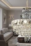Ünal Aydınlatma | Niran Krom 60 cm Kristal Taşlı Modern Avize – Salon ve Yemek Odası