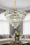 Ünal Aydınlatma | Suyolu Krom 60 cm Kristal Taşlı Modern Avize – Salon ve Oturma Odası