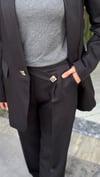 Blazer Ceket ve Palazzo Pantolon Takım Siyah