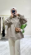 Örgü Yakalı Sweatshirt Haki