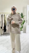 Örgü Yakalı Sweatshirt Haki