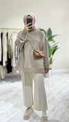 Örgü Yakalı Sweatshirt Haki