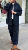 Taşlı Kot Gömlek Pantolon Takım Lacivert