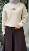 Yazılı Sweatshirt Bej