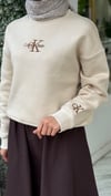 Yazılı Sweatshirt Bej