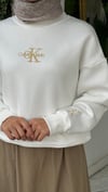 Yazılı Sweatshirt Ekru
