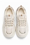 Unisex Kum Anorak Leopar Detaylı Kalın Taban Günlük Yürüyüş Ayakkabısı Sneaker
