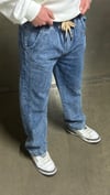 Açık Mavi Yanları Şerit Detaylı Denim pantolon