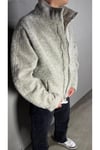 Bej Oversize Yün Görünümlü Ceket