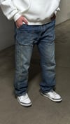 Koyu İndigo Cargo Cep Baggy Jeans