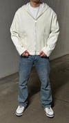 Krem Canvas Oversize Kapüşonlu Hoodie Ceket