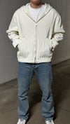 Krem Canvas Oversize Kapüşonlu Hoodie Ceket
