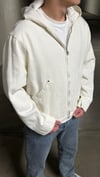 Krem Canvas Oversize Kapüşonlu Hoodie Ceket