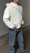 Krem Canvas Oversize Kapüşonlu Hoodie Ceket