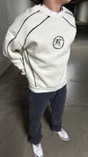 Nakış Detaylı Oversize Erkek Sweatshirt – Krem