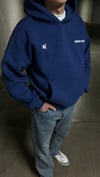 Oversize Kelebek Baskılı Unisex Mavi Hoodie