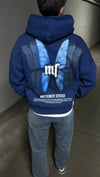 Oversize Kelebek Baskılı Unisex Mavi Hoodie
