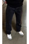 Siyah Paisley Desenli Relaxed Fit Erkek Jean
