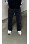 Siyah Paisley Desenli Relaxed Fit Erkek Jean