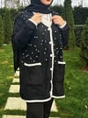 Angora Hasır Örgü Hırka - Siyah