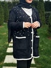 Angora Hasır Örgü Hırka - Siyah