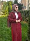 Angora Uzun Kemerli Hırka - Bordo
