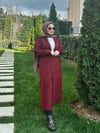 Angora Uzun Kemerli Hırka - Bordo