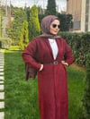 Angora Uzun Kemerli Hırka - Bordo