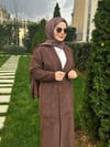 Angora Uzun Kemerli Hırka - KAHVERENGİ