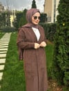 Angora Uzun Kemerli Hırka - KAHVERENGİ